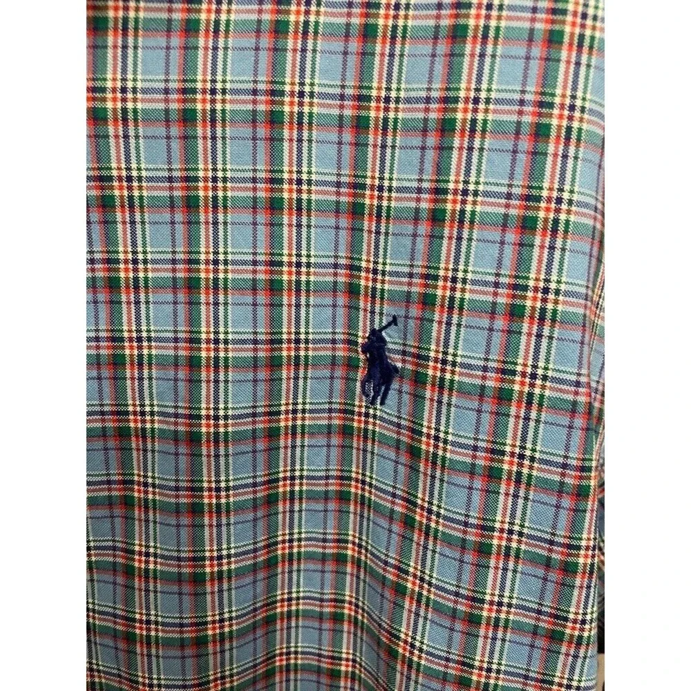 Polo Ralph‎ Lauren Shirt Slim Fit Long Sleeve Plaid Checks Blue Men Sz XL Pony